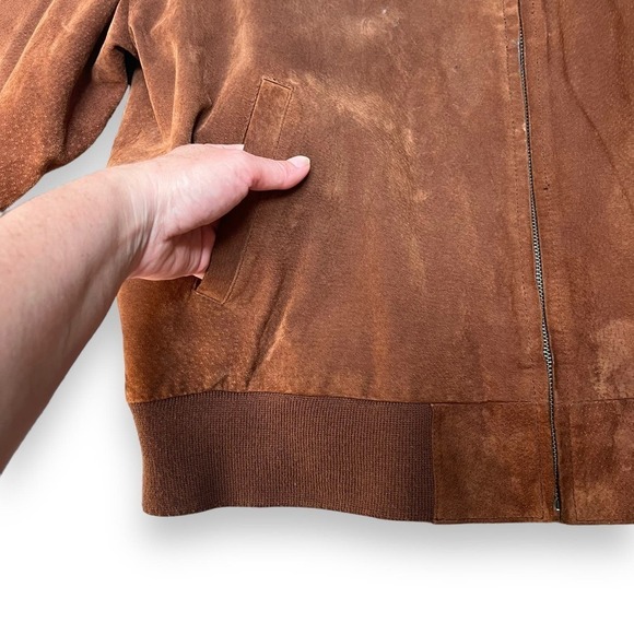 Vintage Hill Archer Jacket Mens 44 Brown Suede Leather Bomber - Picture 6 of 11